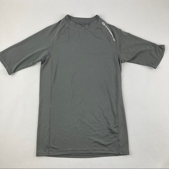 O'Rageous Swim Shirt Boys Gray Short Sleeve Mock Neck - Picture 1 of 8
